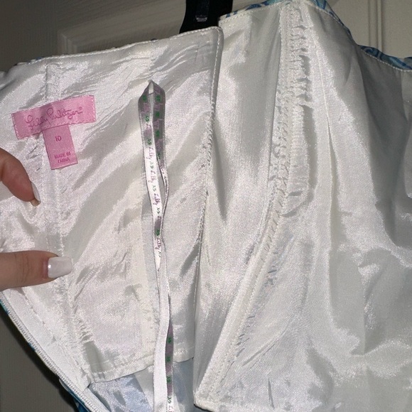 Lilly Pulitzer Strapless Blue and White Silk blend Dress 10 formal wedding - Picture 9 of 13